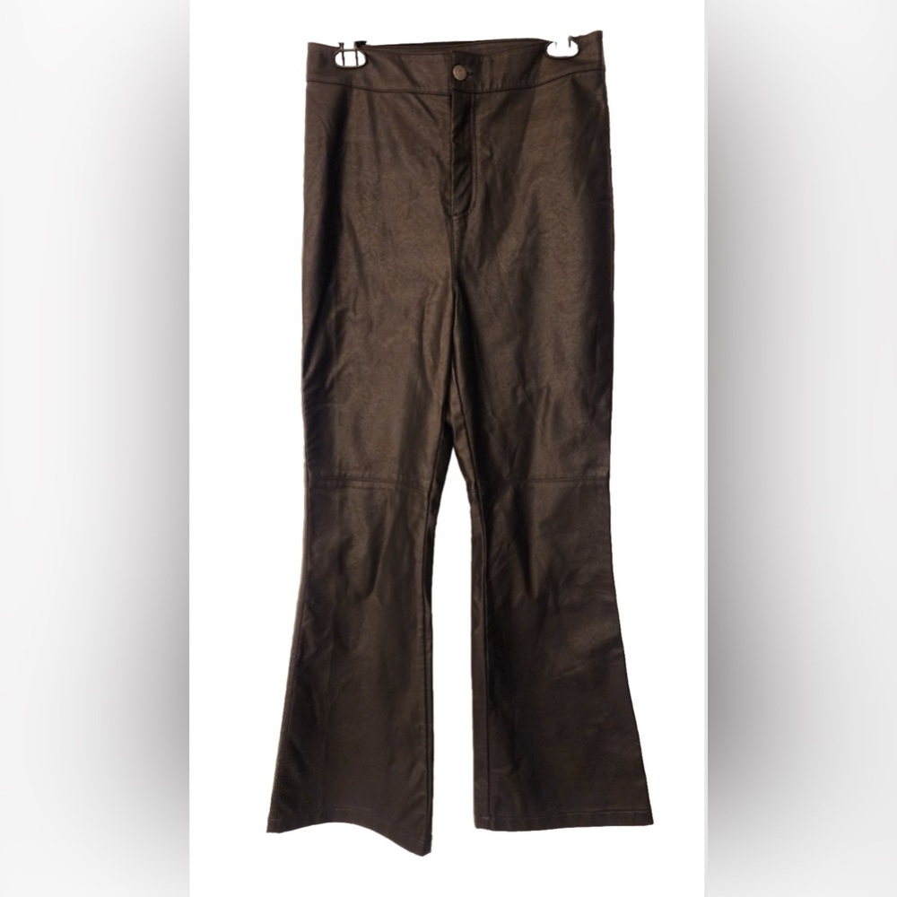 Free People Cropped Faux Leather Vegan Pants Women’s  High Rise Size 8 - Picture 3 of 9